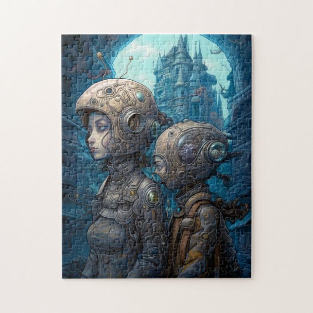 Astronaut Girls Surreal Science fiction Pussel (Vertikal)