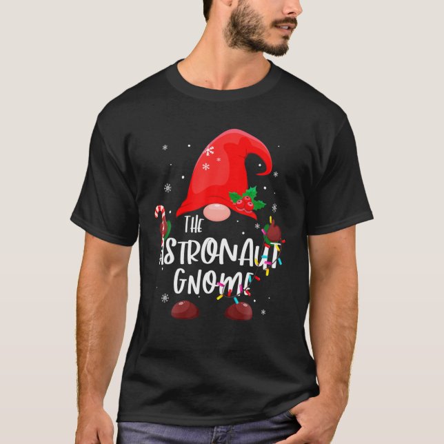 Astronaut Gnome-julet Ljus Matching Fami T Shirt (Framsida)