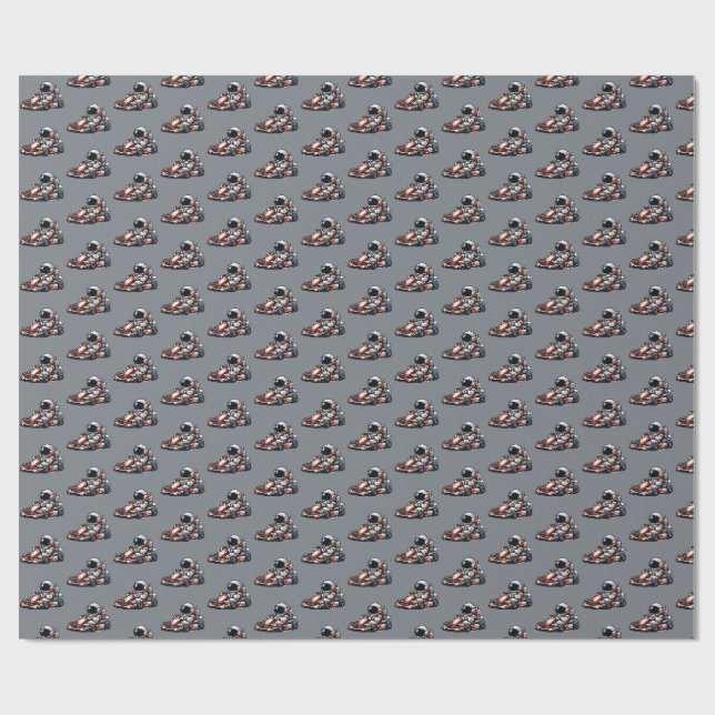 Astronaut Go-Kart Presentpapper (Platt)