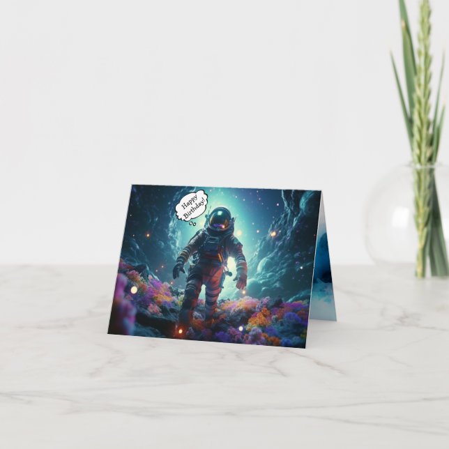 Astronaut Grattis på födelsedagen, mappat gratulat Kort (Framsida)