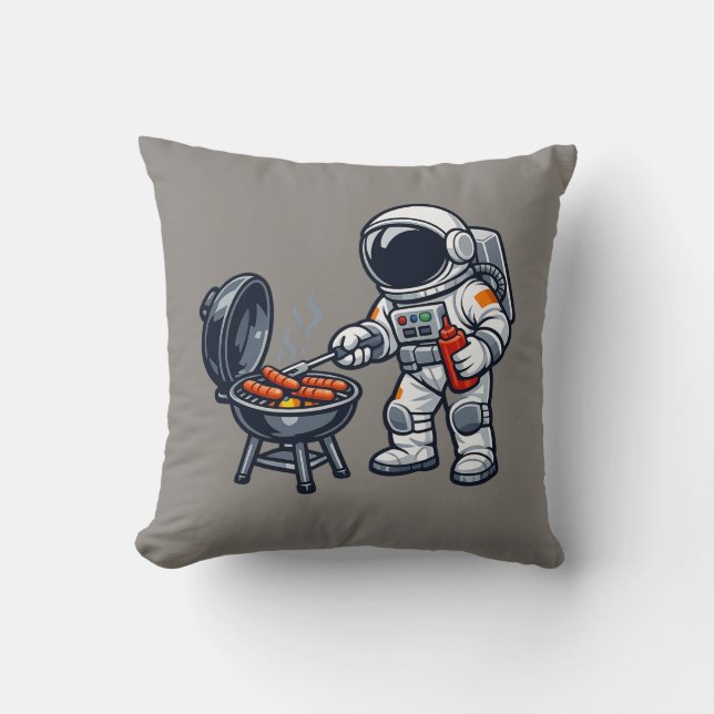 Astronaut Grillning Kudde (Framsida)