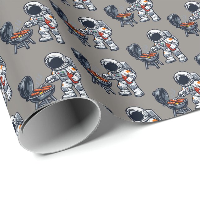 Astronaut Grillning Presentpapper (Rullad Hörn)
