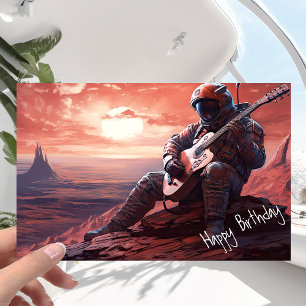 Astronaut Guitarist Spelar Guitar - födelsedagen Kort