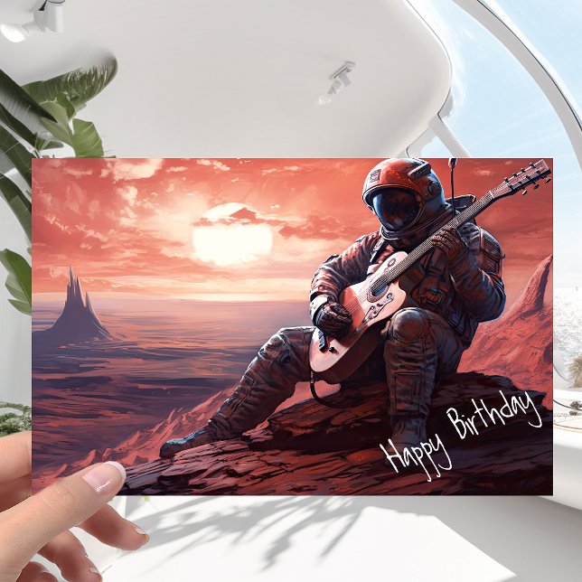 Astronaut Guitarist Spelar Guitar - födelsedagen Kort (Skapare uppladdad)