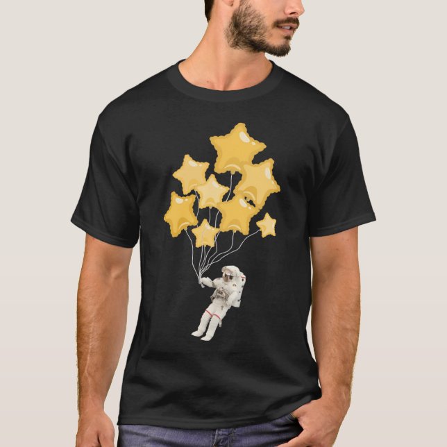 Astronaut Håll fast vid Stars Roligt Sci-Fi Space  T Shirt (Framsida)