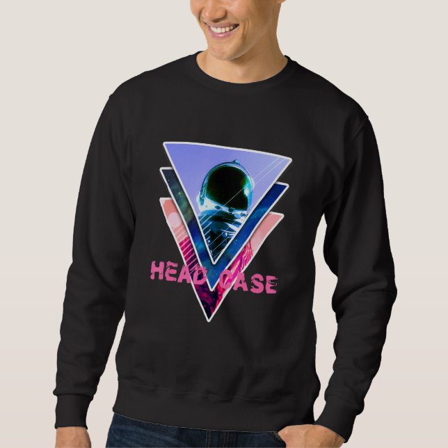 Astronaut Headcase Aesthetic Vaporwave Space Art Lång Ärmad Tröja (Framsida)