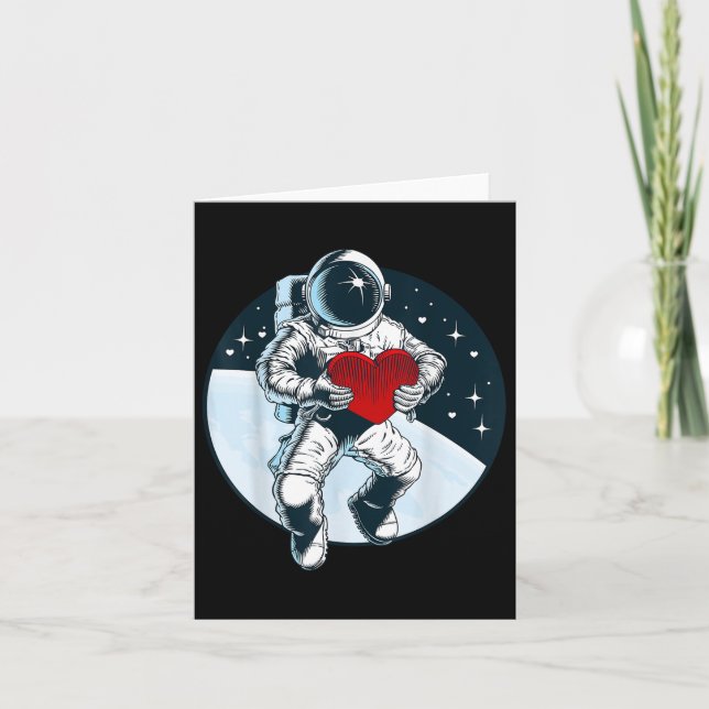 Astronaut Heart Kärlek Planet Valentines day Space Kort (Framsida)
