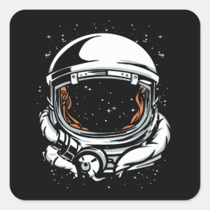 ASTRONAUT HELMET SPACE FYRKANTIGT KLISTERMÄRKE