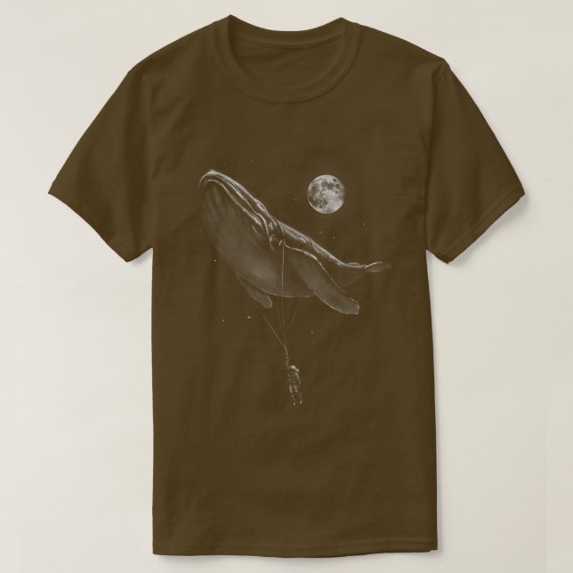 Astronaut Hitching A Ride Måne Stars Whale Outer S T Shirt (Design framsida)