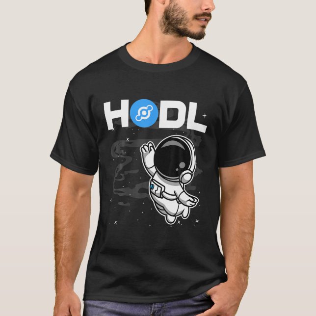 Astronaut HODL Helium HNT mynning till Måne krypto T Shirt (Framsida)