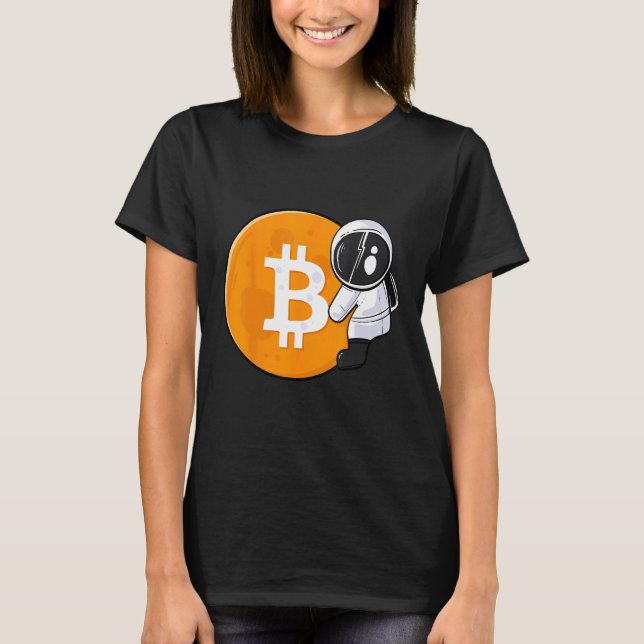 Astronaut Holding Bitcoin To The Moon HODL BTC Cry T Shirt (Framsida)