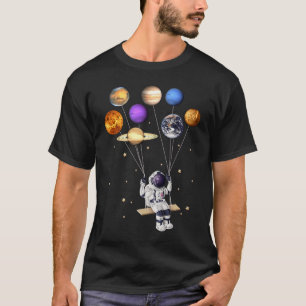 Astronaut Holding Planet Balloons Science Solar Sy T Shirt