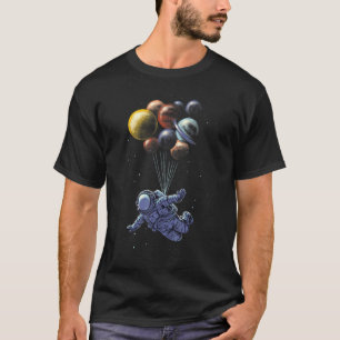 Astronaut Holding Planet Balloons Solar System Spa T Shirt