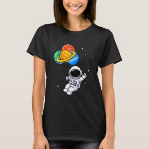 Astronaut Holding Planet Balloons Solar System T Shirt