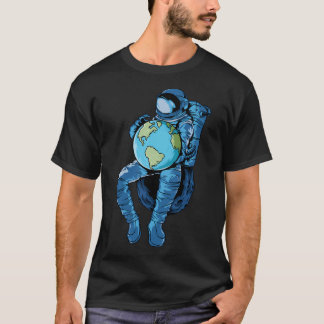 Astronaut Holding Planet Earth T Shirt