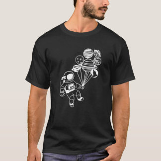 Astronaut Holding Solar System Planets bubblor in T Shirt