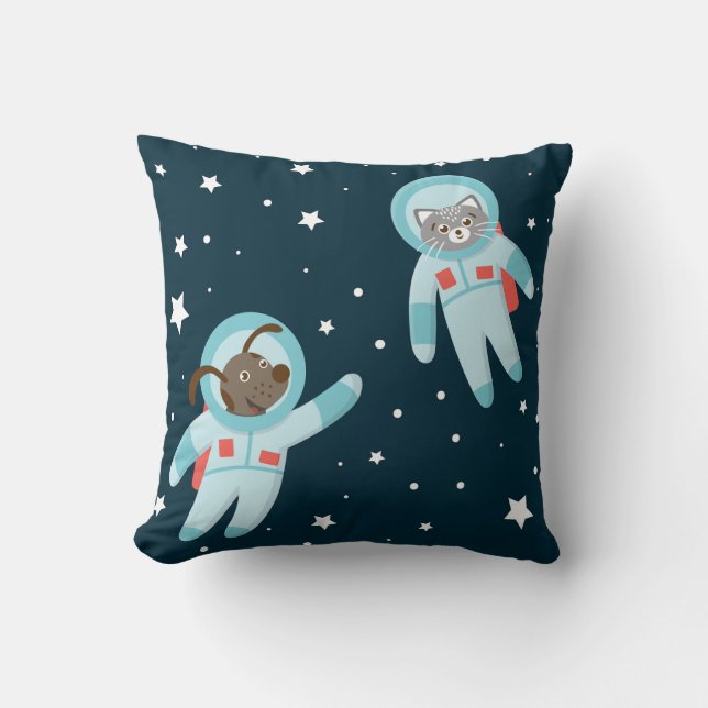 Astronaut Hund & Katt  Kudde (Framsida)