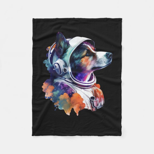 Astronaut Hund space Cute Hund älskare för barn ma Fleecefilt (Framsidan)
