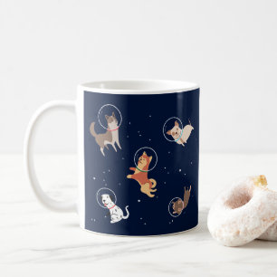 Astronaut Hundar in Space Kaffemugg