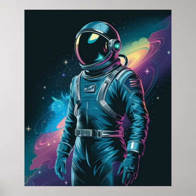 Astronaut i futuristiska kostym poster (Framsidan)