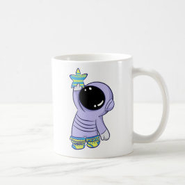 Astronaut i olika strumpor i mugg