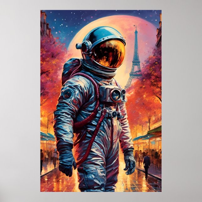 astronaut i Paris Poster (Framsidan)