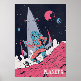 Astronaut i Planet i rymden Poster