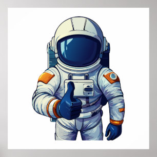 astronaut i rymddräkt visar tummen upp poster