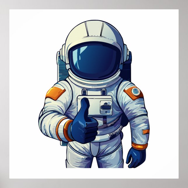 astronaut i rymddräkt visar tummen upp  poster (Framsidan)