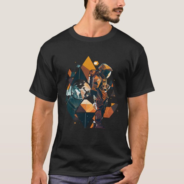 Astronaut i rymden Aesthetic Wave Planet Eclipse T Shirt (Framsida)