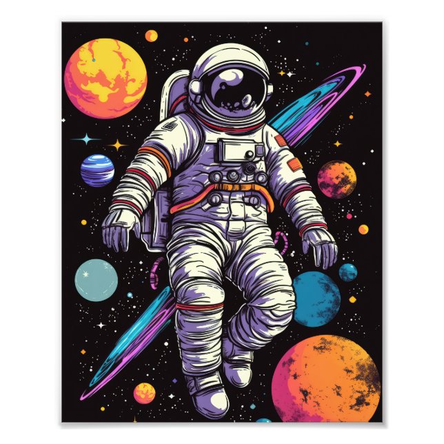 Astronaut i rymden fototryck (Framsidan)