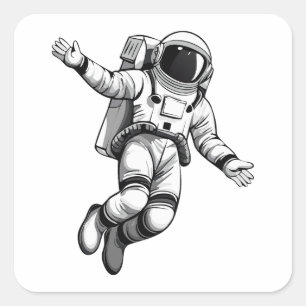 Astronaut i rymden fyrkantigt klistermärke