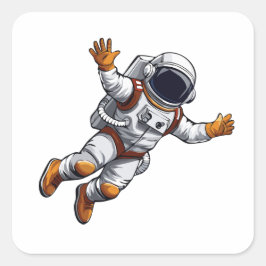Astronaut i rymden fyrkantigt klistermärke
