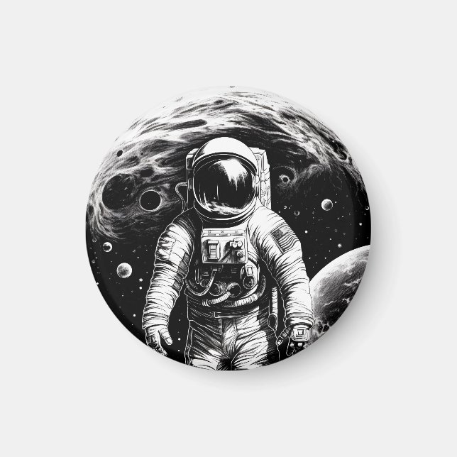 Astronaut i rymden magnet (Framsidan)