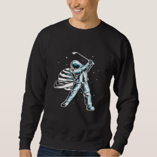 Astronaut i rymden med Golf Klubb Golf Player Lång Ärmad Tröja