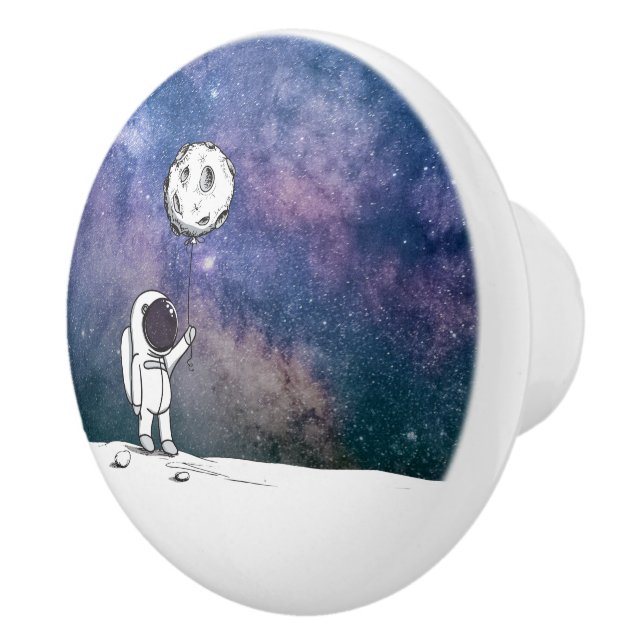 Astronaut i rymden med månballong kosmos stjärnor knopp (Höger)