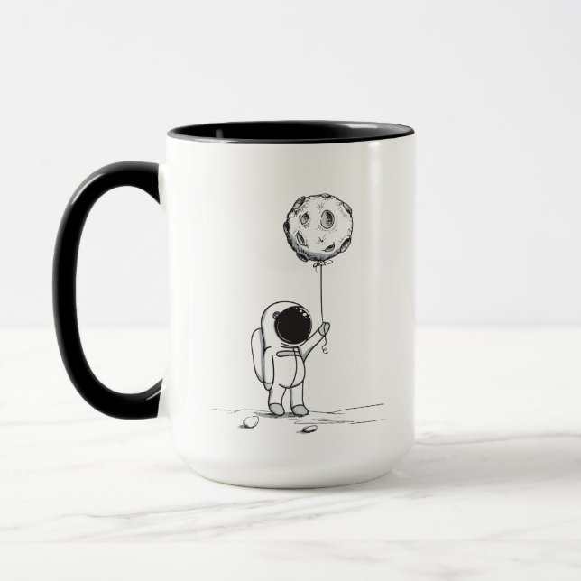 Astronaut i rymden med månballong kosmos stjärnor mugg (Vänster)