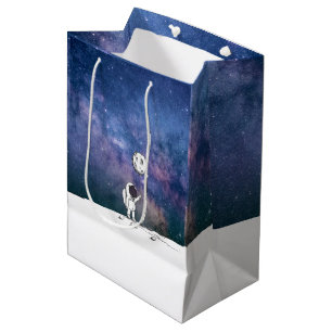 Astronaut i rymden med måne-ballongcosmos stjärnor