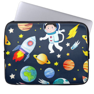Astronaut i rymden planeter och raketer mönster laptop fodral