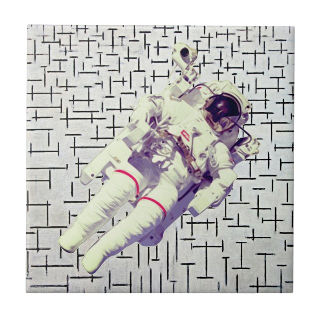 Astronaut i rymden - Retro Dreamscape Kakelplatta (Framsidan)