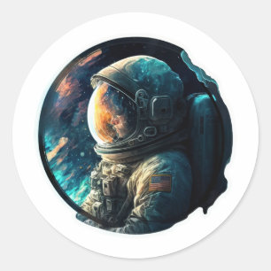 Astronaut i rymden runt klistermärke