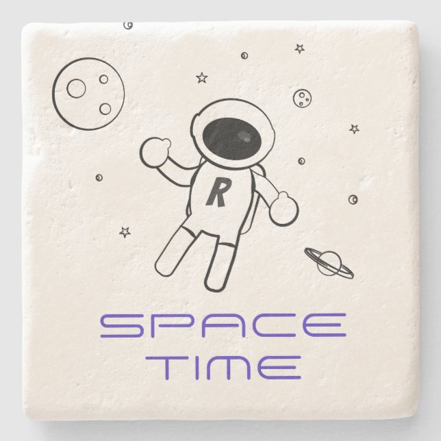 Astronaut i rymden - Sketcher i svartvitt Stenunderlägg (Framsidan)