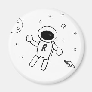 Astronaut i rymden - Skisskonst i svart och vitt Magnet