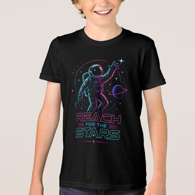 Astronaut i rymden: "Sträva mot stjärnorna" T Shirt (Framsida)