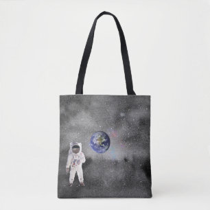 Astronaut i Rymden-tittande planetens jordtorte Tygkasse