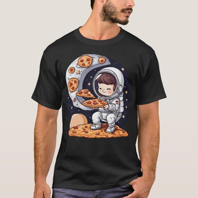 Astronaut i rymdmatande pizza t shirt (Framsida)