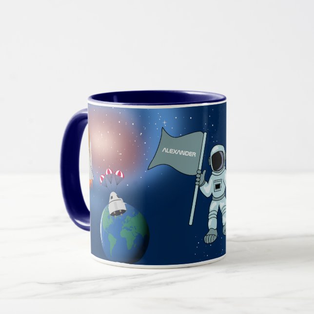 Astronaut i Space Galaxy Personlig Namn Mugg (Framsida vänster)