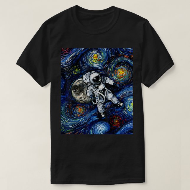Astronaut i Space Starry Night Astronomy Måne Art T Shirt (Design framsida)
