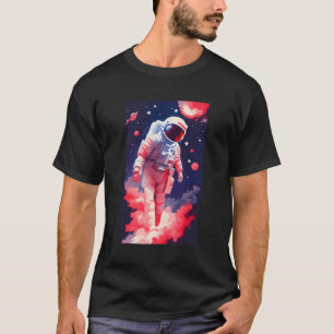 Astronaut i Space Stars Rött vitt blått Retro Vint T Shirt