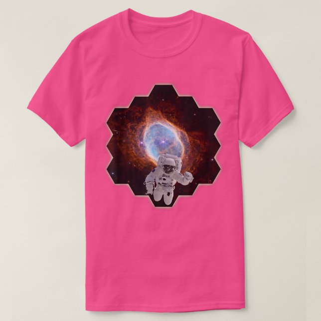 Astronaut i sydliga Ring Nebula Webb Space Teles T Shirt (Design framsida)